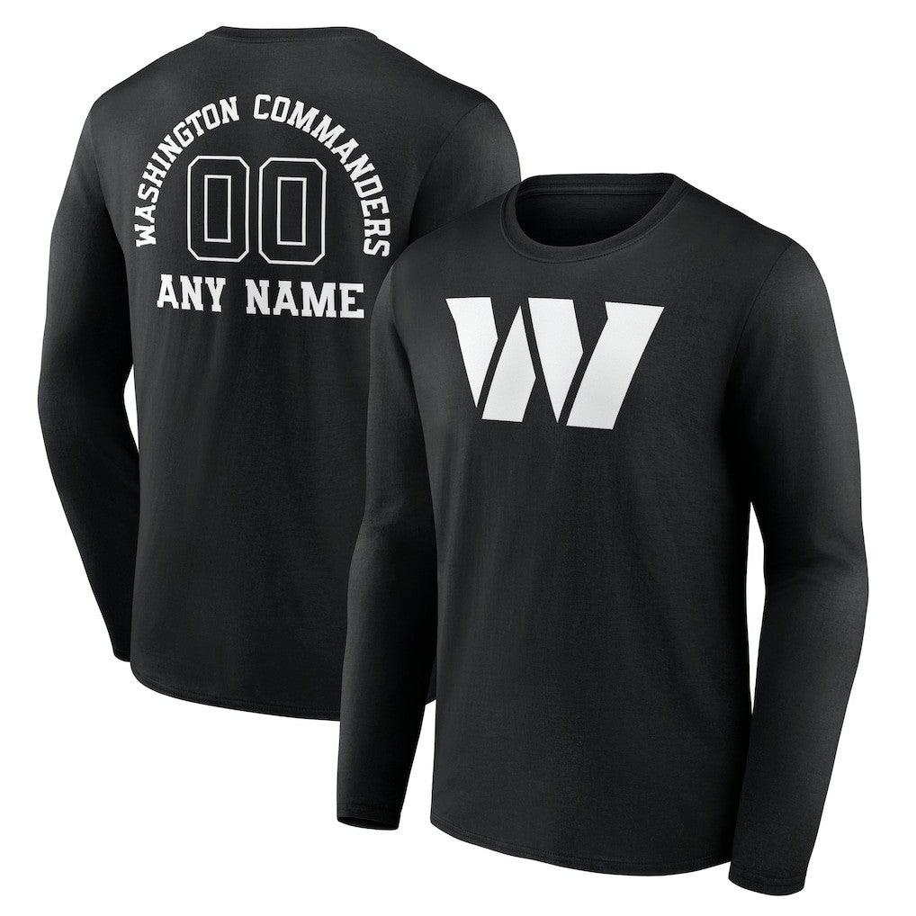 Washington Commanders Personalized Name & Number Monochrome Long Sleeve T-Shirt - Black sale