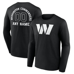 Washington Commanders Personalized Name & Number Monochrome Long Sleeve T-Shirt - Black sale