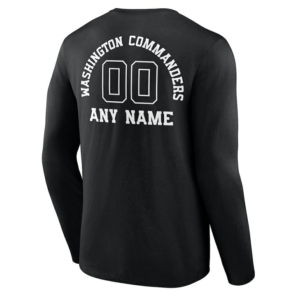 Washington Commanders Personalized Name & Number Monochrome Long Sleeve T-Shirt - Black sale