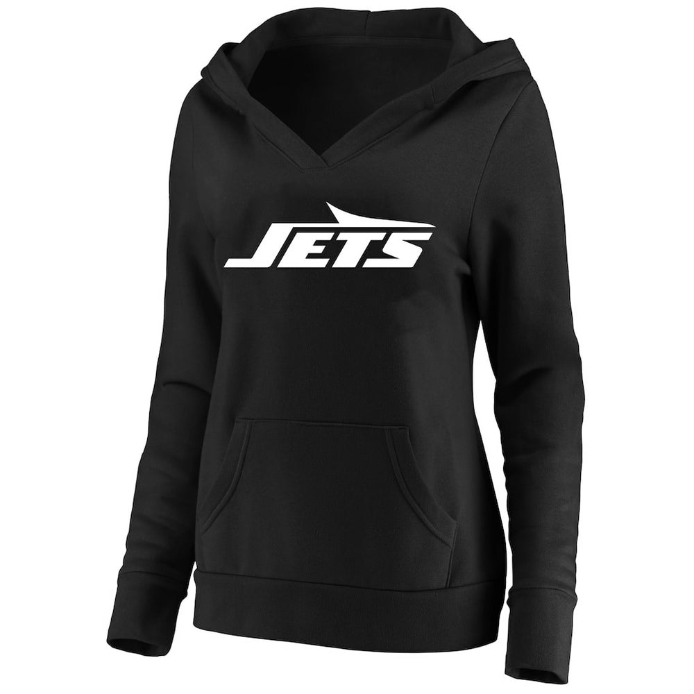 New York Jets Women's Plus Size V-Neck Pullover Hoodie - Black cheap