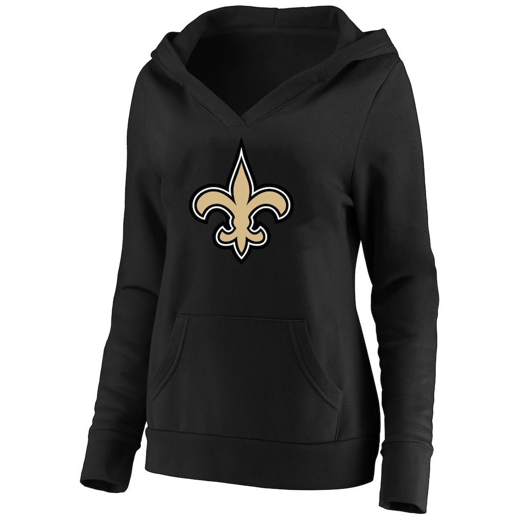 New Orleans Saints Women's Plus Size V-Neck Pullover Hoodie - Black discount