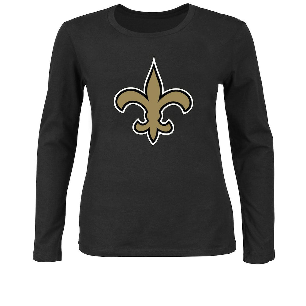 New Orleans Saints Women's Plus Size Long Sleeve T-Shirt - Black cheap