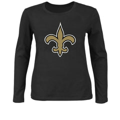 New Orleans Saints Women's Plus Size Long Sleeve T-Shirt - Black cheap