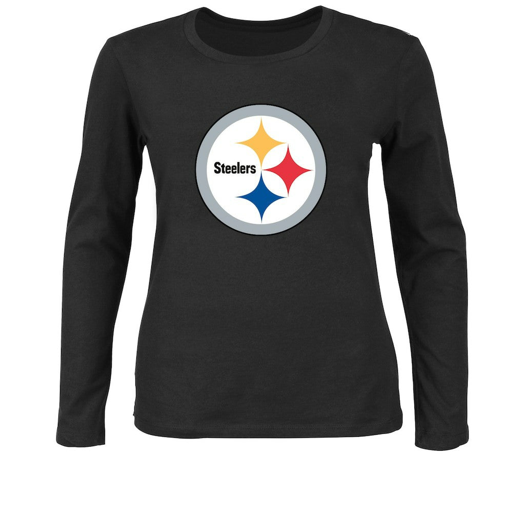 Pittsburgh Steelers Women's Plus Size Long Sleeve T-Shirt - Black sale