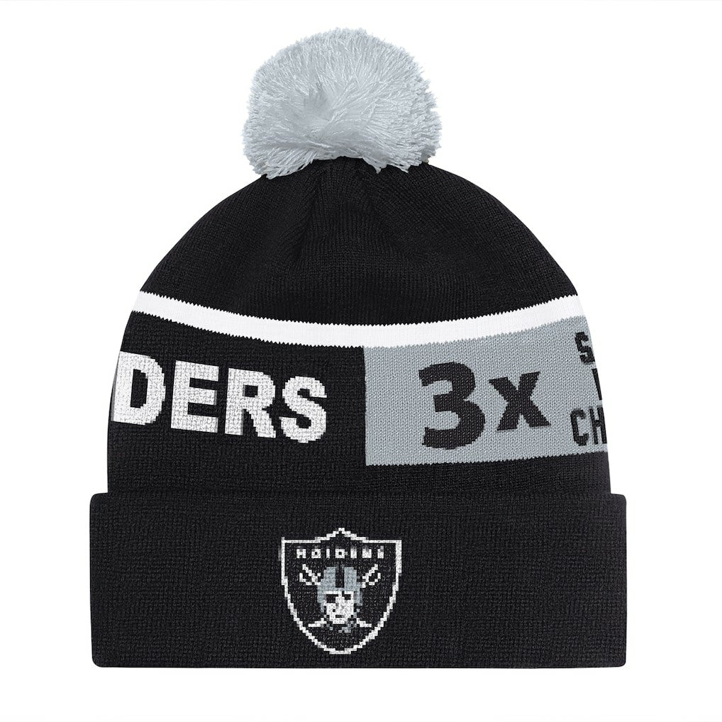 Las Vegas Raiders Starter Unisex Chyron Cuffed Knit Hat with Pom - Black cheap
