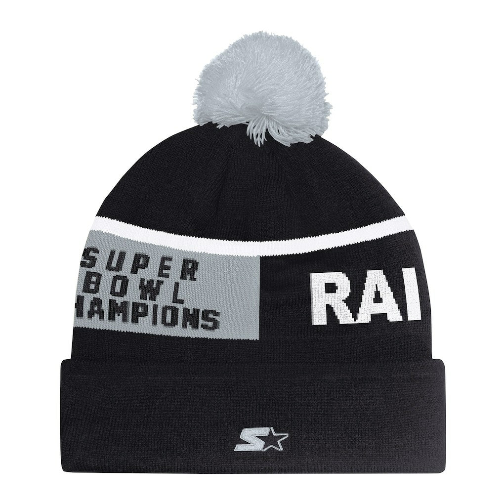 Las Vegas Raiders Starter Unisex Chyron Cuffed Knit Hat with Pom - Black cheap