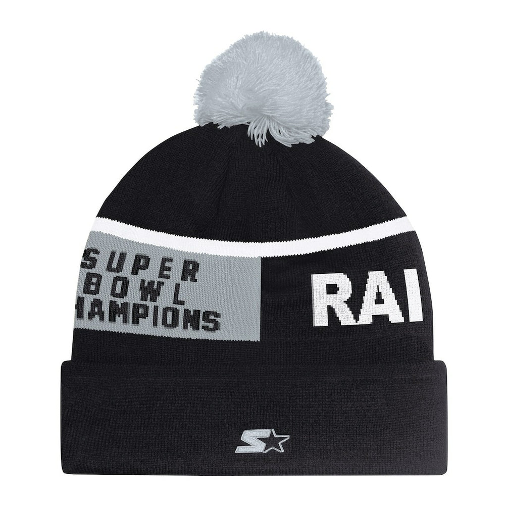 Las Vegas Raiders Starter Unisex Chyron Cuffed Knit Hat with Pom - Black cheap