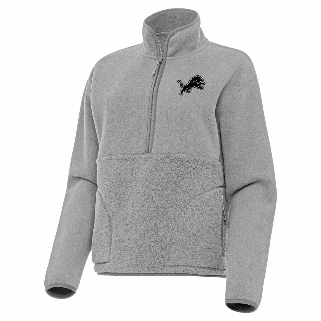 Detroit Lions Antigua Women's Brushed Carbon Figure Half-Zip Pullover Sweatshirt – Gray cheap