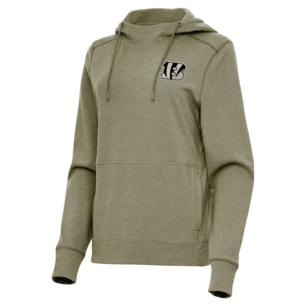 Cincinnati Bengals Antigua Women's Justice Pullover Hoodie - Olive for sale