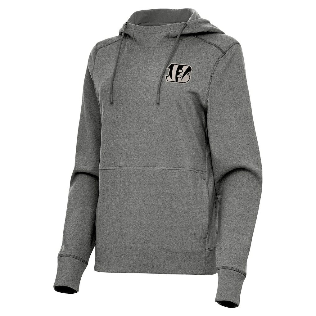 Cincinnati Bengals Antigua Women's Justice Pullover Hoodie - Heather Black cheap