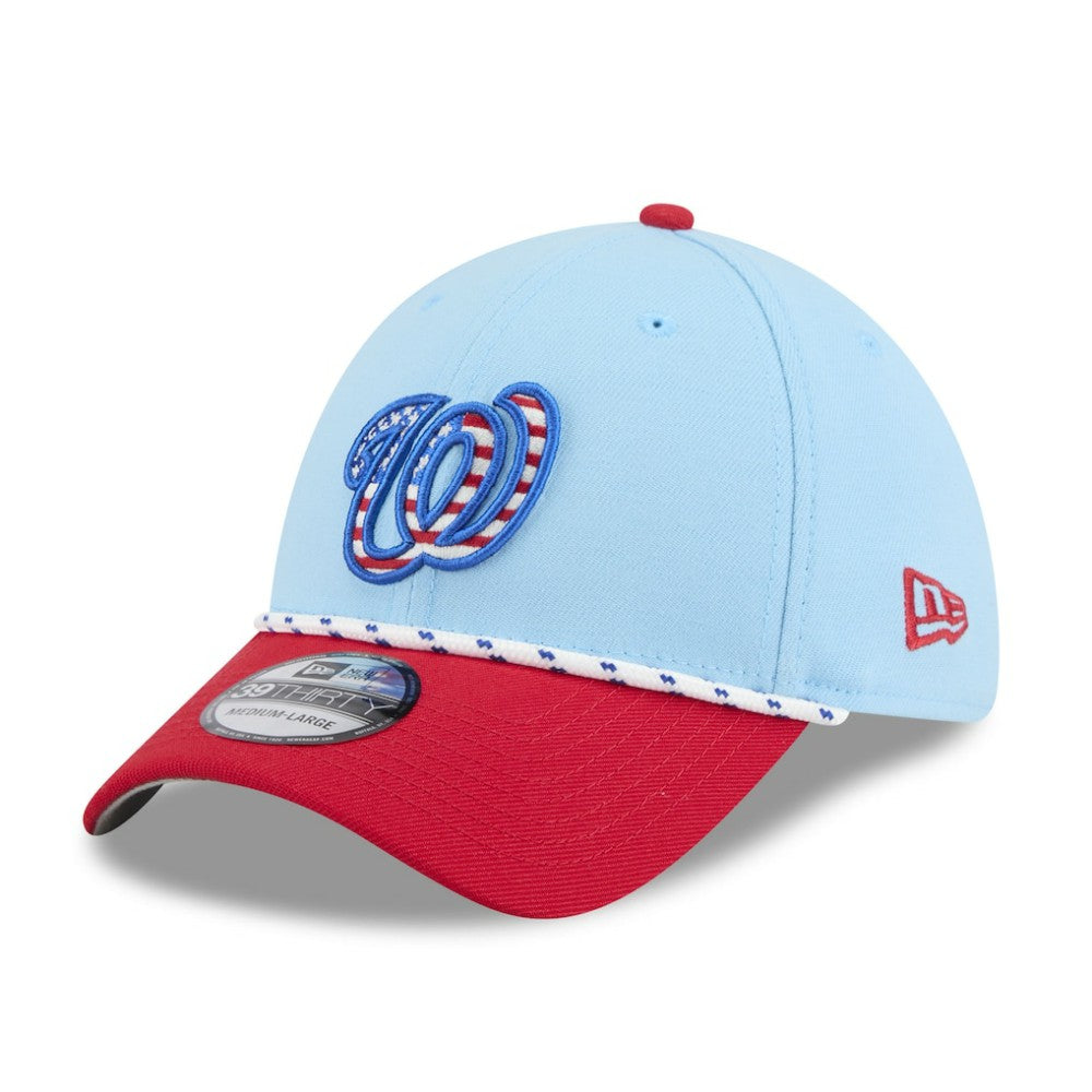 Washington Nationals 2025 Fourth of July 39THIRTY Flex Hat Light Blue/Red