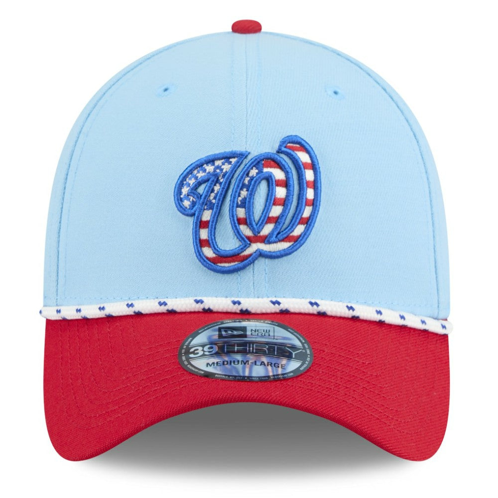 Washington Nationals 2025 Fourth of July 39THIRTY Flex Hat Light Blue/Red