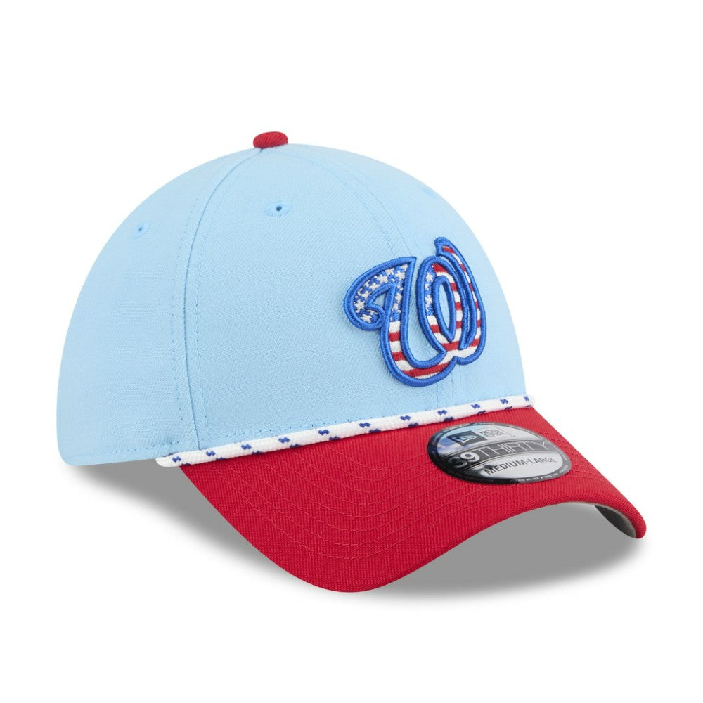 Washington Nationals 2025 Fourth of July 39THIRTY Flex Hat Light Blue/Red