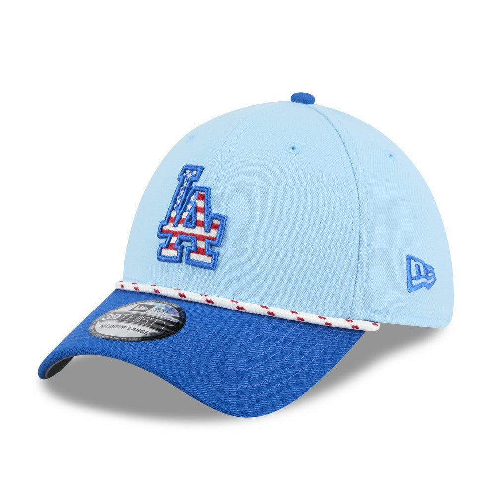 Los Angeles Dodgers 2025 Fourth of July 39THIRTY Flex Hat Light Blue/Royal