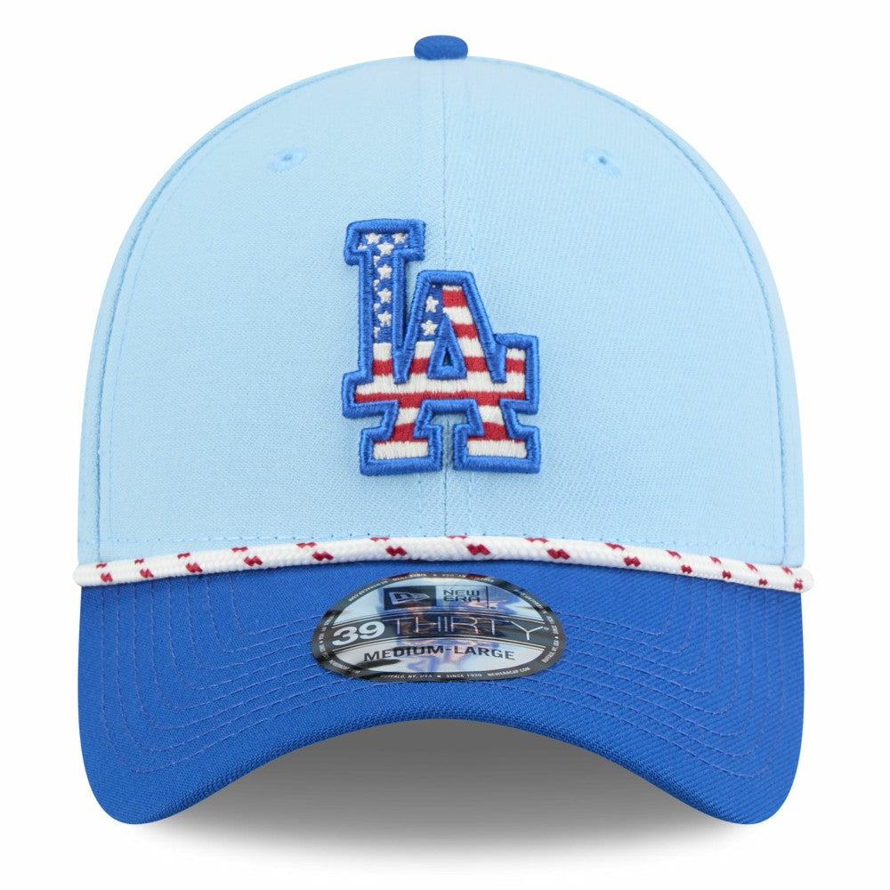Los Angeles Dodgers 2025 Fourth of July 39THIRTY Flex Hat Light Blue/Royal