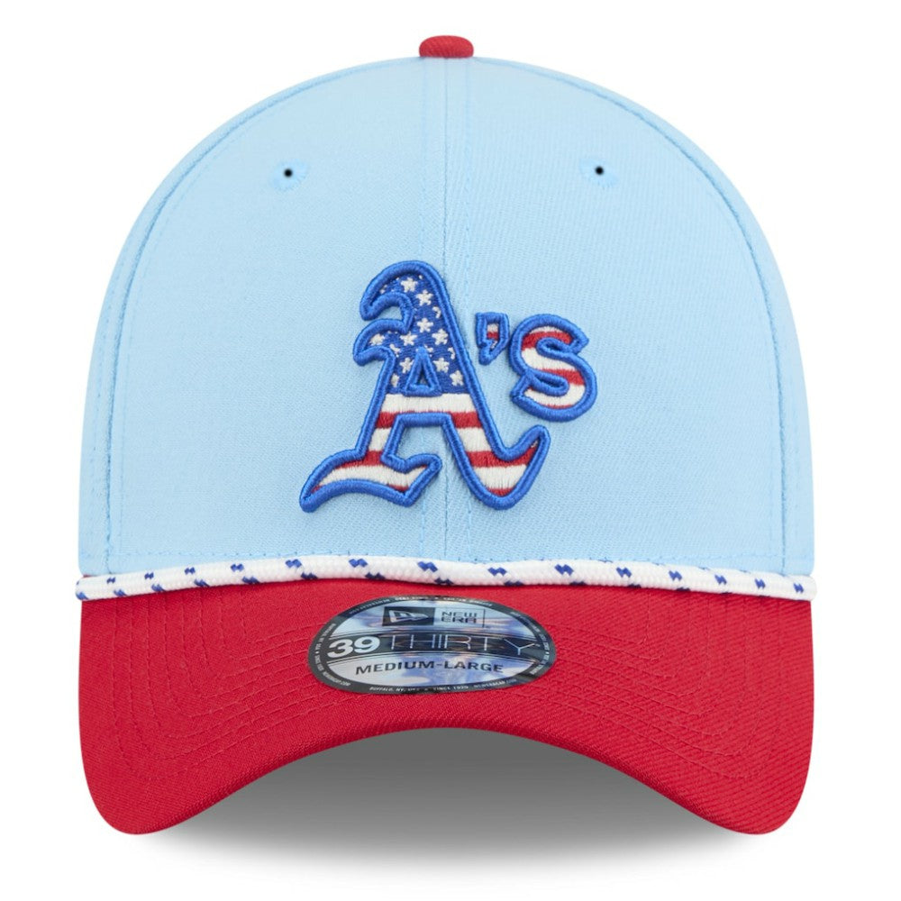 Athletics 2025 Fourth of July 39THIRTY Flex Hat Light Blue/Red