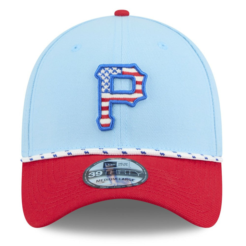 Pittsburgh Pirates 2025 Fourth of July 39THIRTY Flex Hat Light Blue/Red