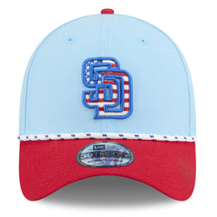 San Diego Padres 2025 Fourth of July 39THIRTY Flex Hat Light Blue/Red