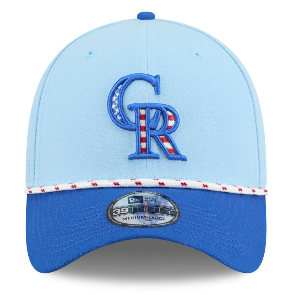 Colorado Rockies 2025 Fourth of July 39THIRTY Flex Hat Light Blue/Blue