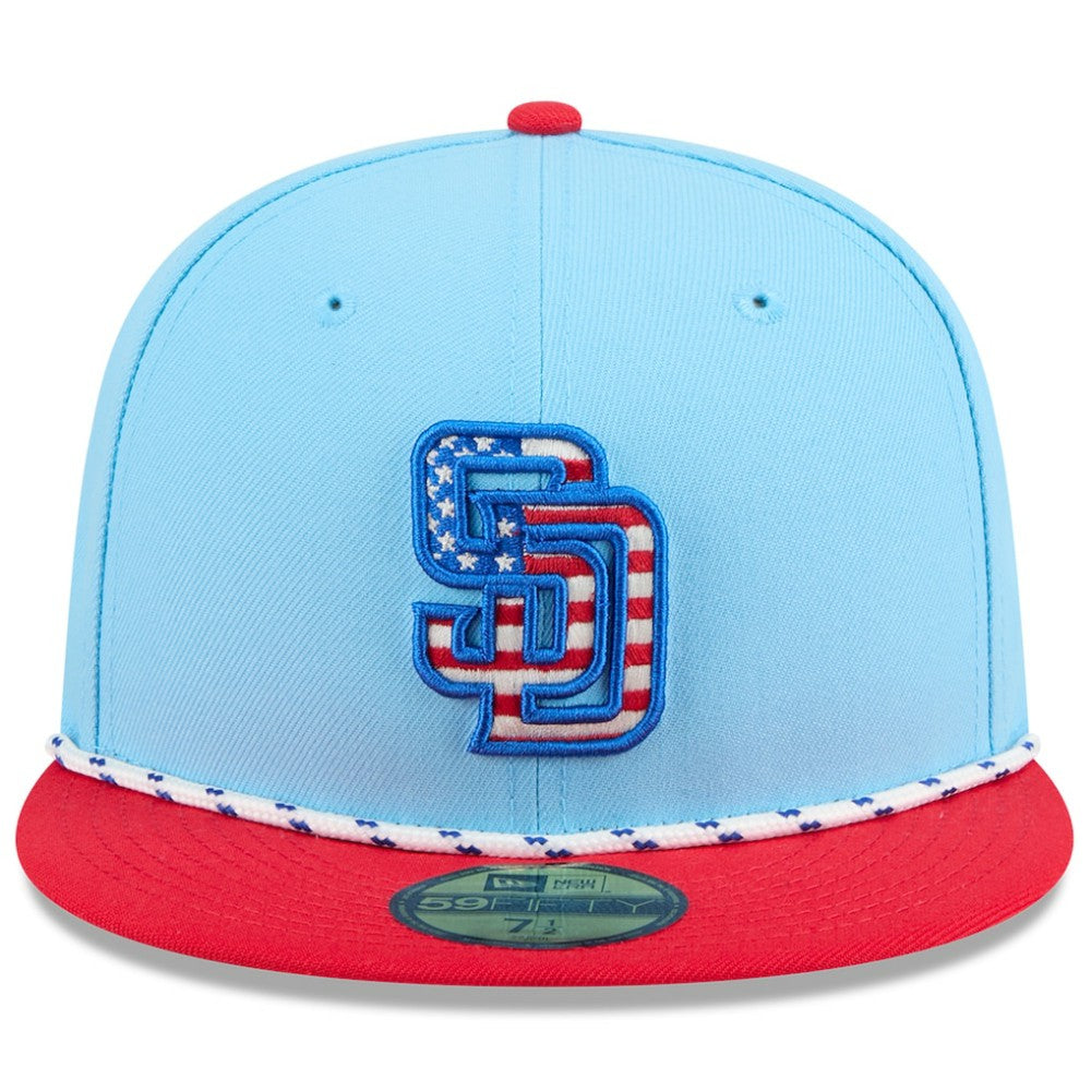 San Diego Padres 2025 Fourth of July 59FIFTY Fitted Hat Light Blue/Red