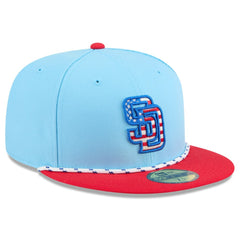 San Diego Padres 2025 Fourth of July 59FIFTY Fitted Hat Light Blue/Red