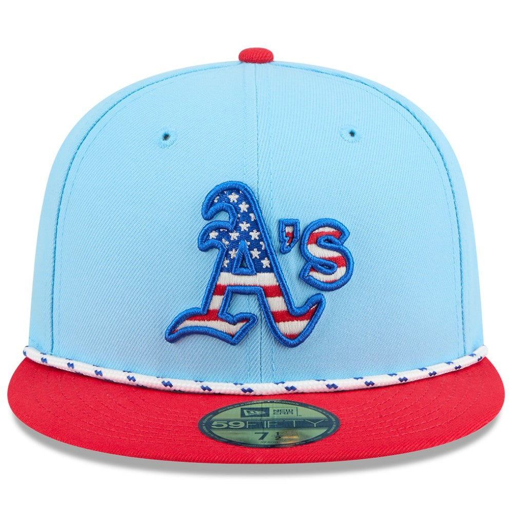 Athletics 2025 Fourth of July 59FIFTY Fitted Hat Light Blue/Red