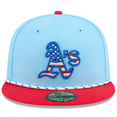 Athletics 2025 Fourth of July 59FIFTY Fitted Hat Light Blue/Red