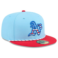 Athletics 2025 Fourth of July 59FIFTY Fitted Hat Light Blue/Red