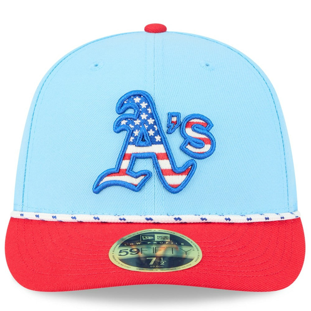 Athletics 2025 Fourth of July Low Profile 59FIFTY Fitted Hat Light Blue/Red