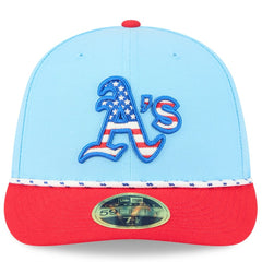 Athletics 2025 Fourth of July Low Profile 59FIFTY Fitted Hat Light Blue/Red