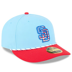 San Diego Padres 2025 Fourth of July Low Profile 59FIFTY Fitted Hat Light Blue/Red