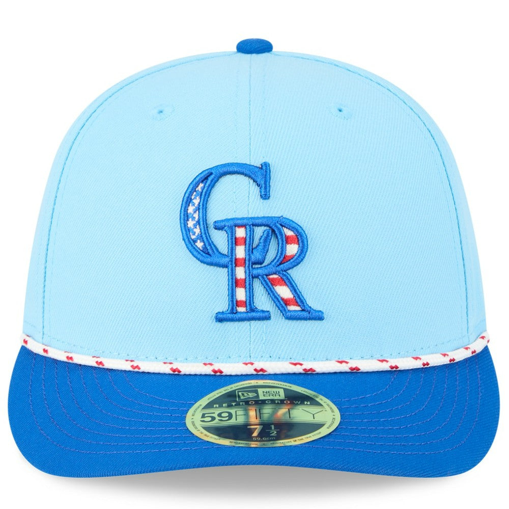 Colorado Rockies 2025 Fourth of July Low Profile 59FIFTY Fitted Hat Light Blue/Blue