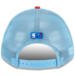 Miami Marlins 2025 Fourth of July 9FORTY A-Frame M-Crown Adjustable Trucker Hat Light Blue/Red
