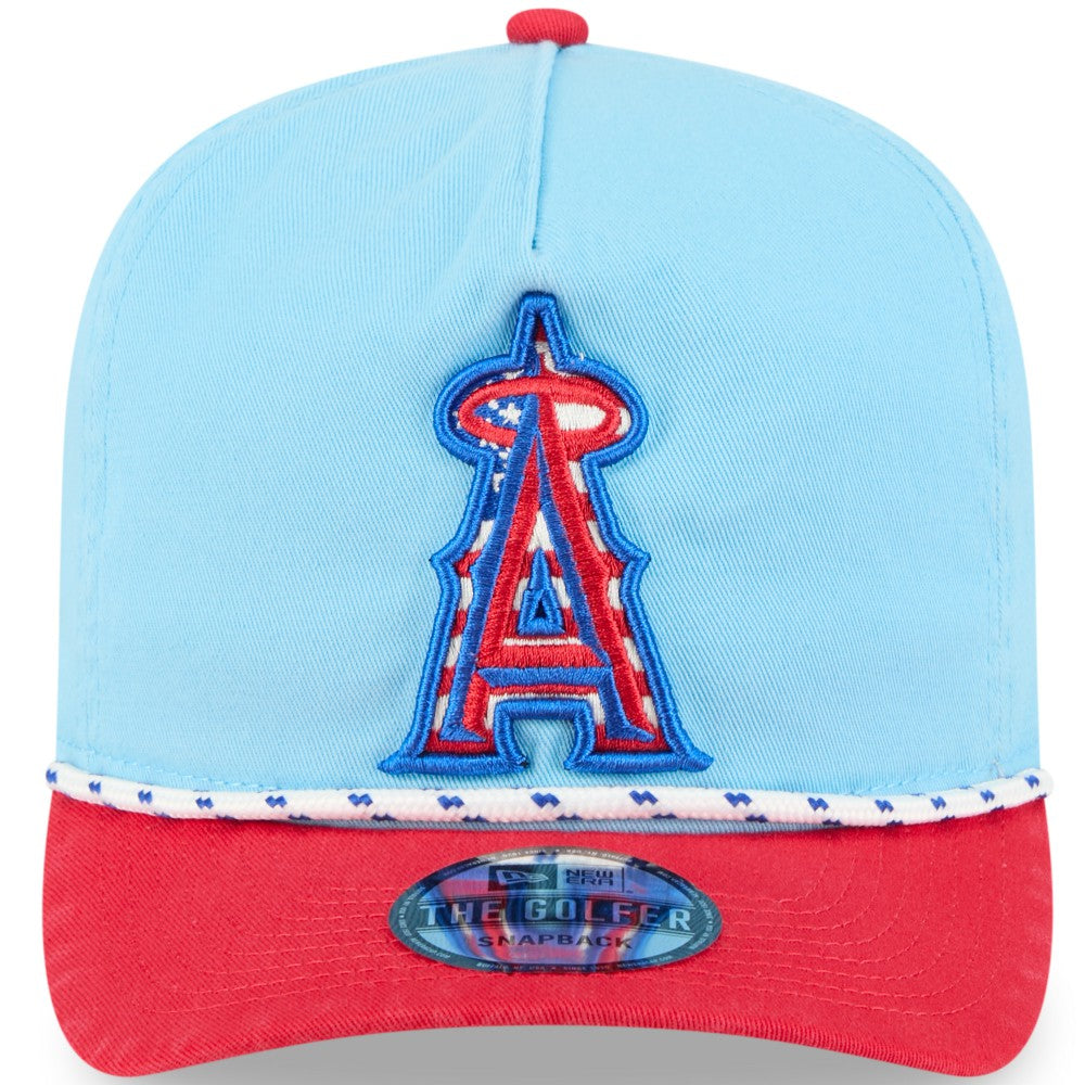 Los Angeles Angels 2025 Fourth of July Golfer Snapback Hat Light Blue/Red