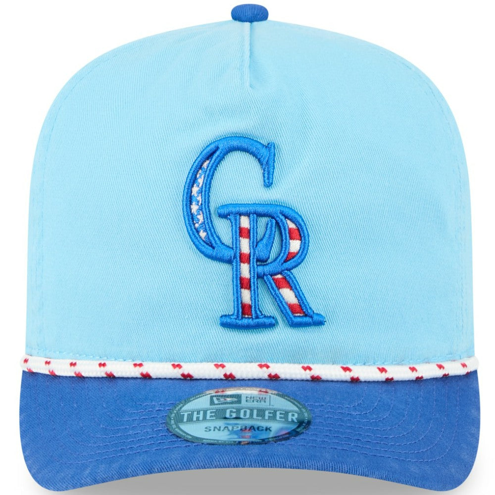 Colorado Rockies 2025 Fourth of July Golfer Snapback Hat Light Blue/Blue