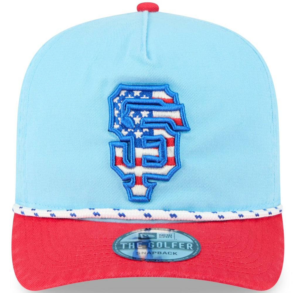 San Francisco Giants 2025 Fourth of July Golfer Snapback Hat Light Blue/Red