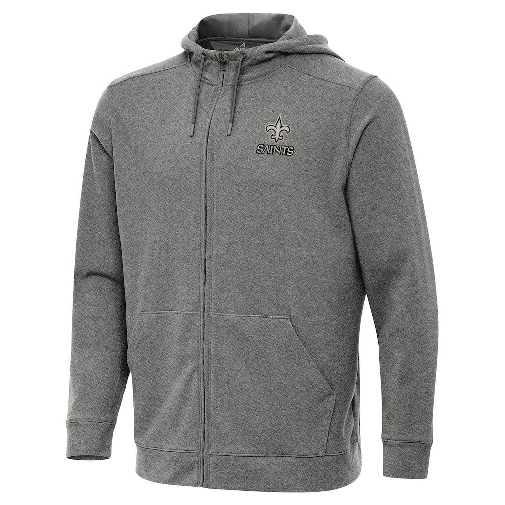 New Orleans Saints Antigua Effortless Full-Zip Hoodie Jacket - Heather Black outlet