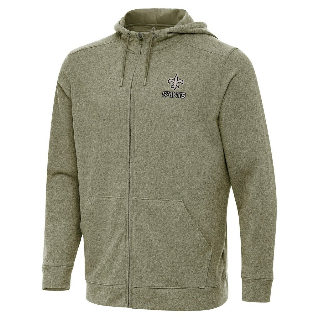 New Orleans Saints Antigua Effortless Full-Zip Hoodie Jacket - Olive online