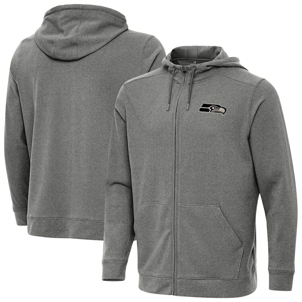 Seattle Seahawks Antigua Effortless Full-Zip Hoodie Jacket - Heather Black on sale
