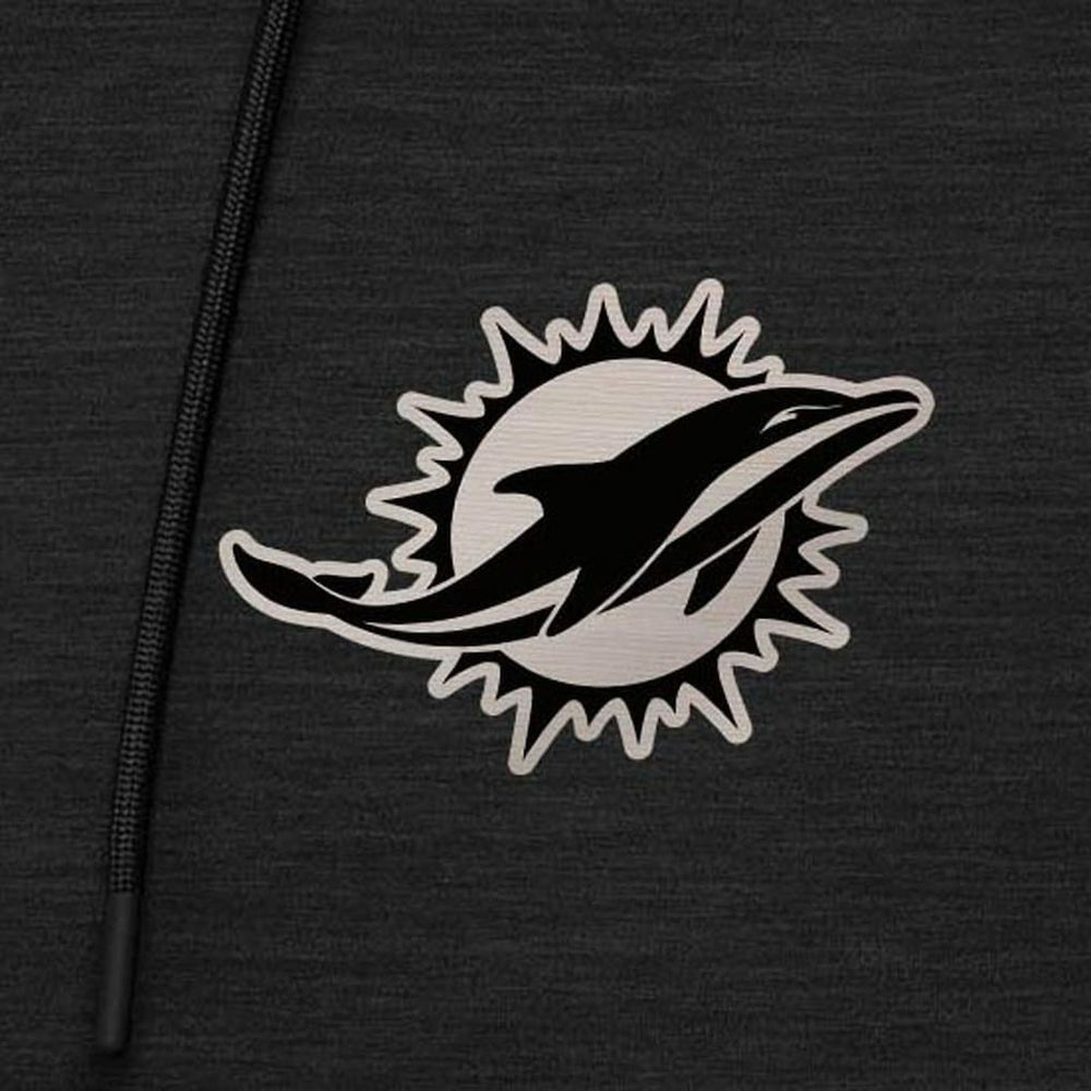 Miami Dolphins Antigua Spikes Raglan Quarter-Zip Hoodie - Heather Black on sale