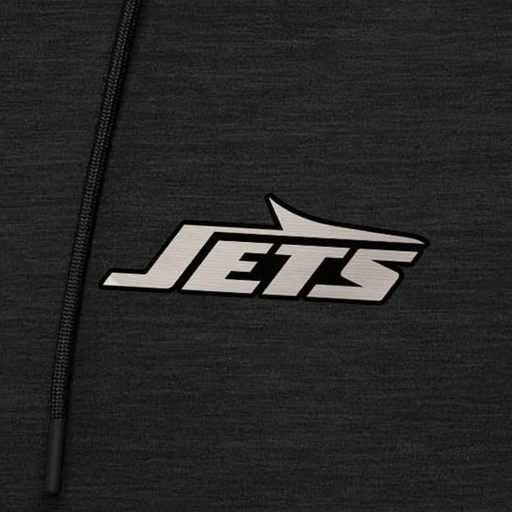 New York Jets Antigua Spikes Raglan Quarter-Zip Hoodie - Heather Black for sale