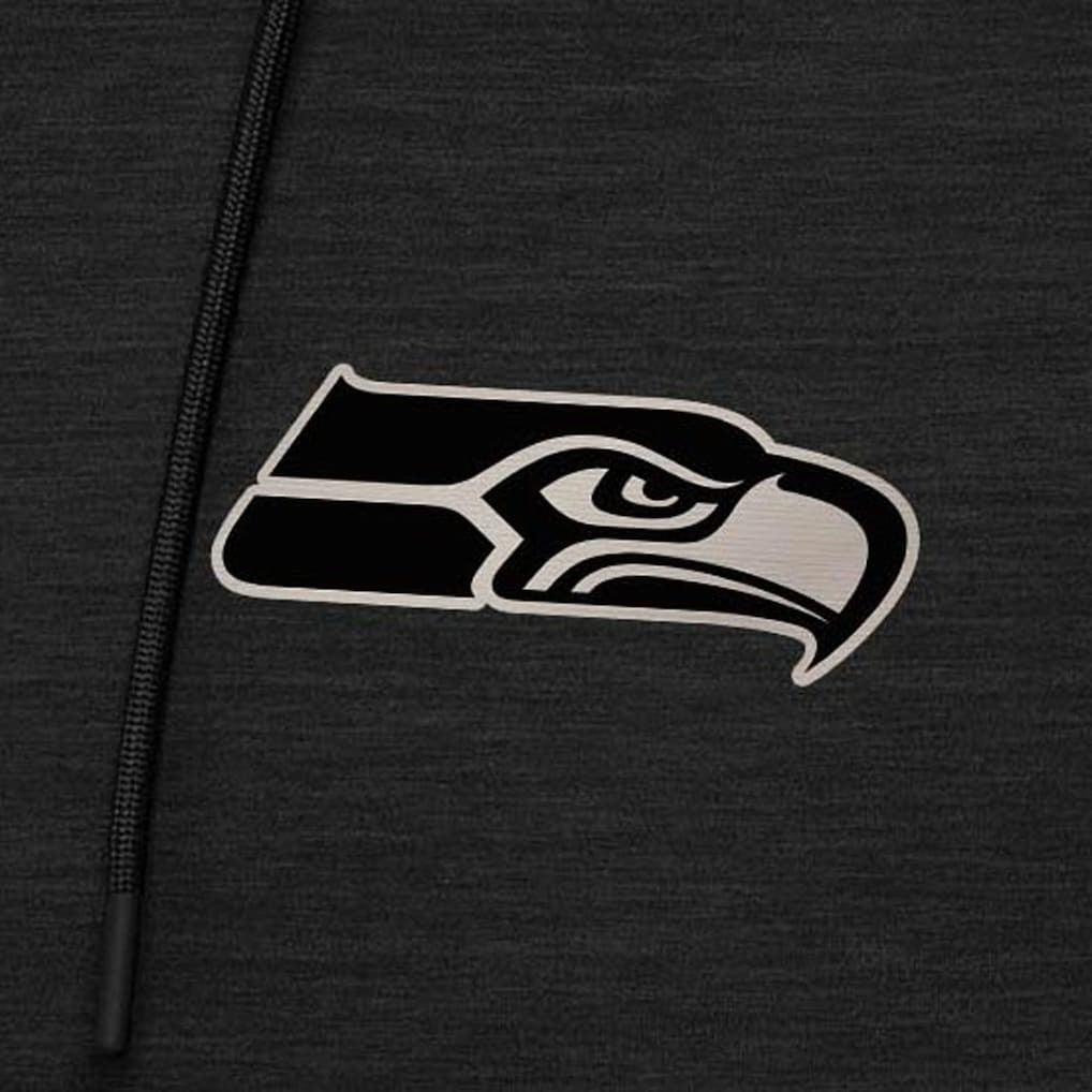 Seattle Seahawks Antigua Spikes Raglan Quarter-Zip Hoodie - Heather Black for sale