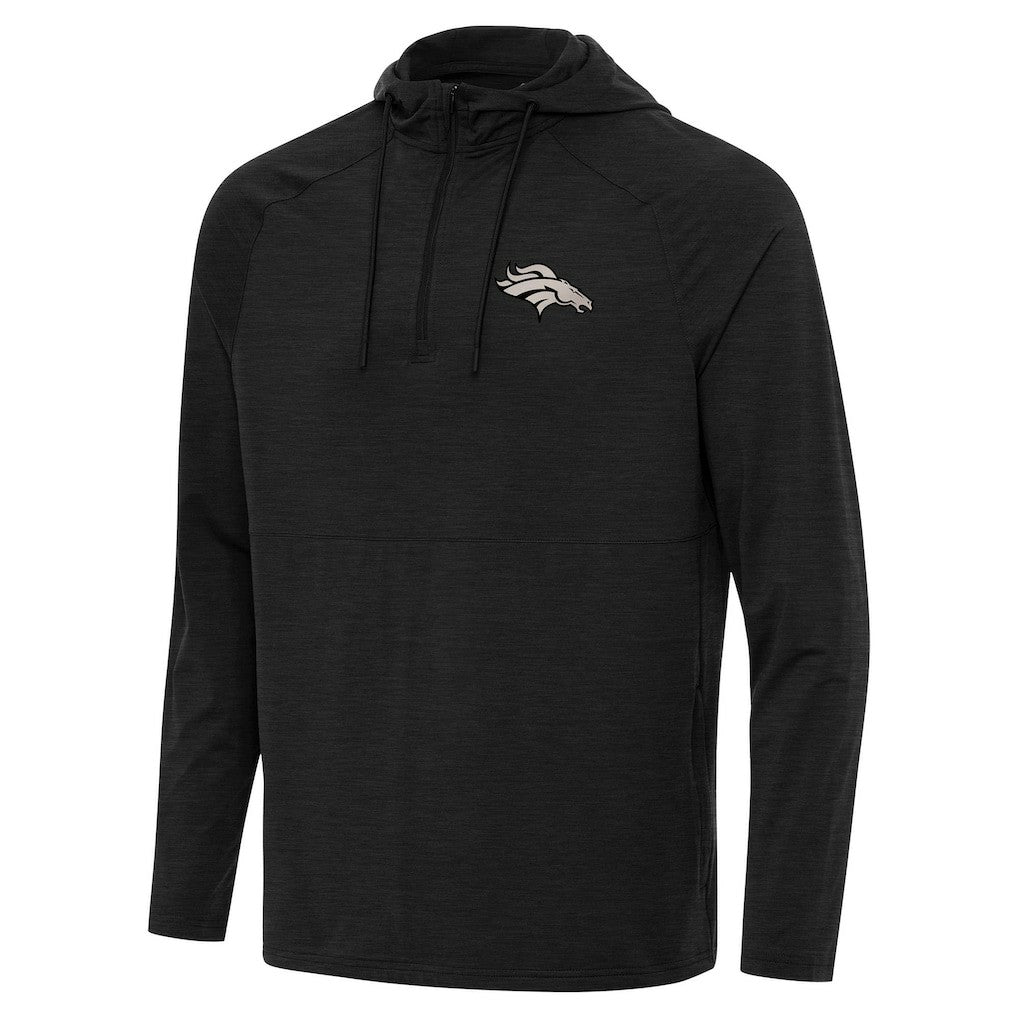 Denver Broncos Antigua Spikes Raglan Quarter-Zip Hoodie - Heather Black discount