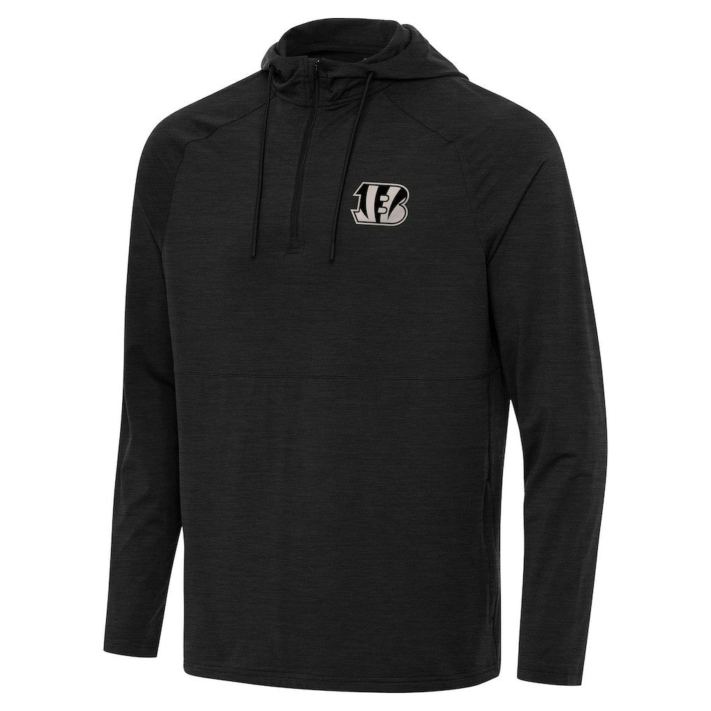 Cincinnati Bengals Antigua Spikes Raglan Quarter-Zip Hoodie - Heather Black sale