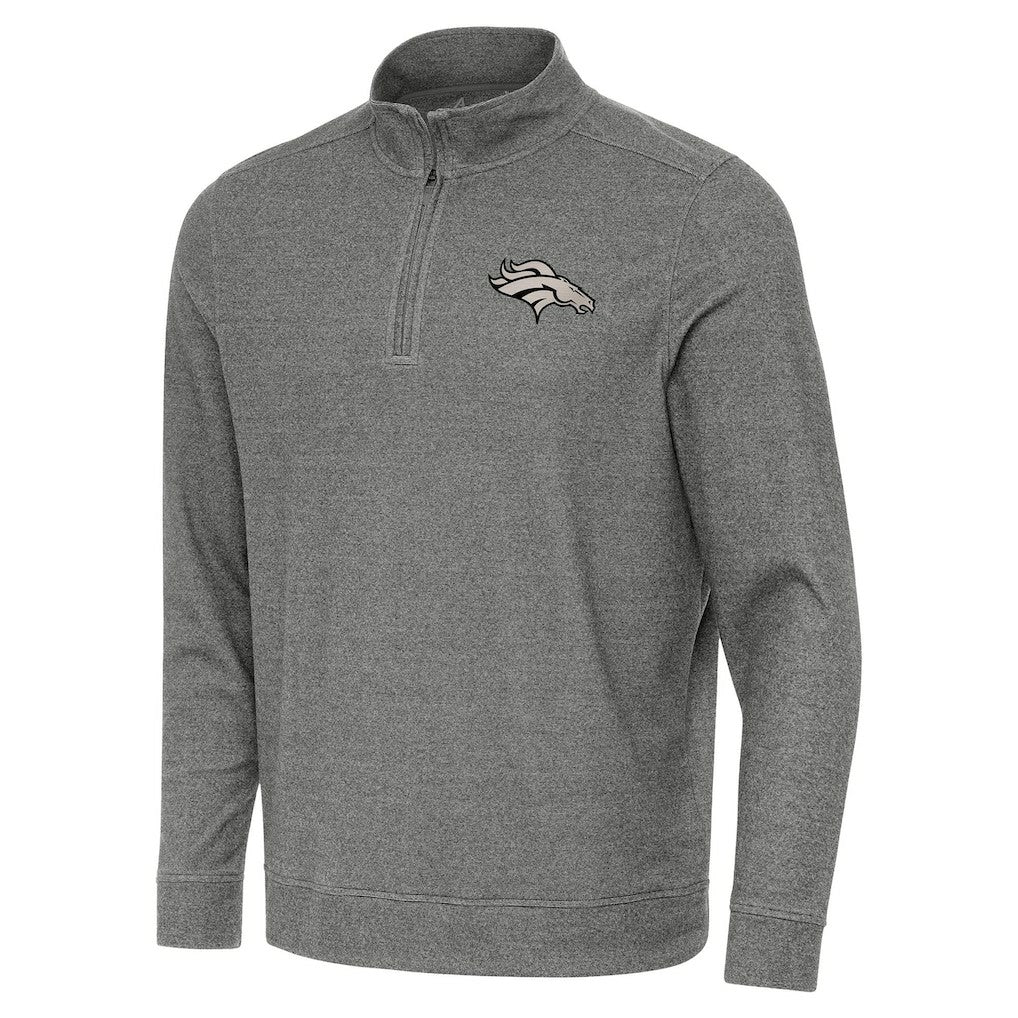 Denver Broncos Antigua Subtle Quarter-Zip Top - Heather Black for sale