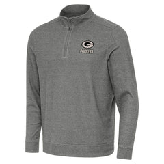 Green Bay Packers Antigua Subtle Quarter-Zip Top - Heather Black on sale
