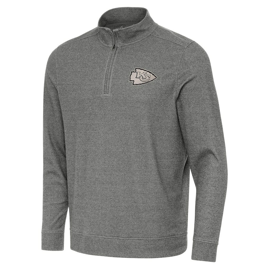 Kansas City Chiefs Antigua Subtle Quarter-Zip Top - Heather Black on sale