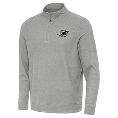 Miami Dolphins Antigua Subtle Quarter-Zip Top - Heather Gray on sale