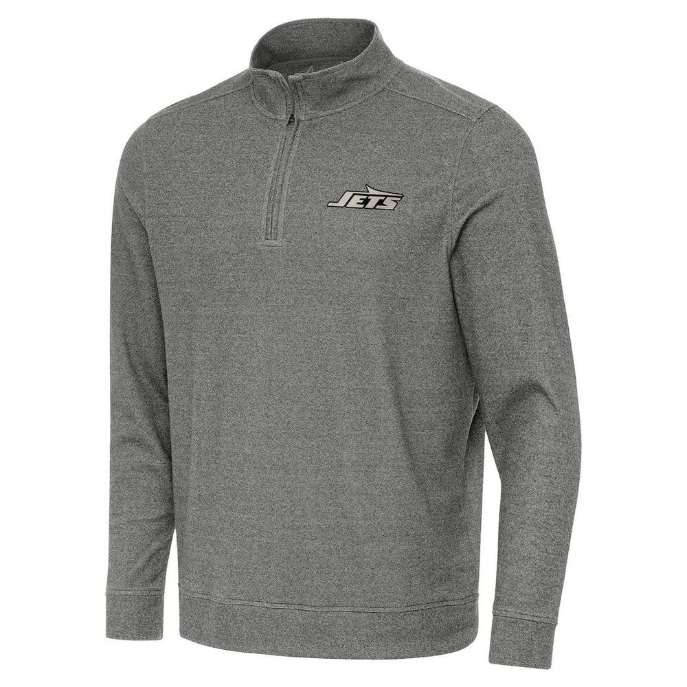 New York Jets Antigua Subtle Quarter-Zip Top - Heather Black on sale