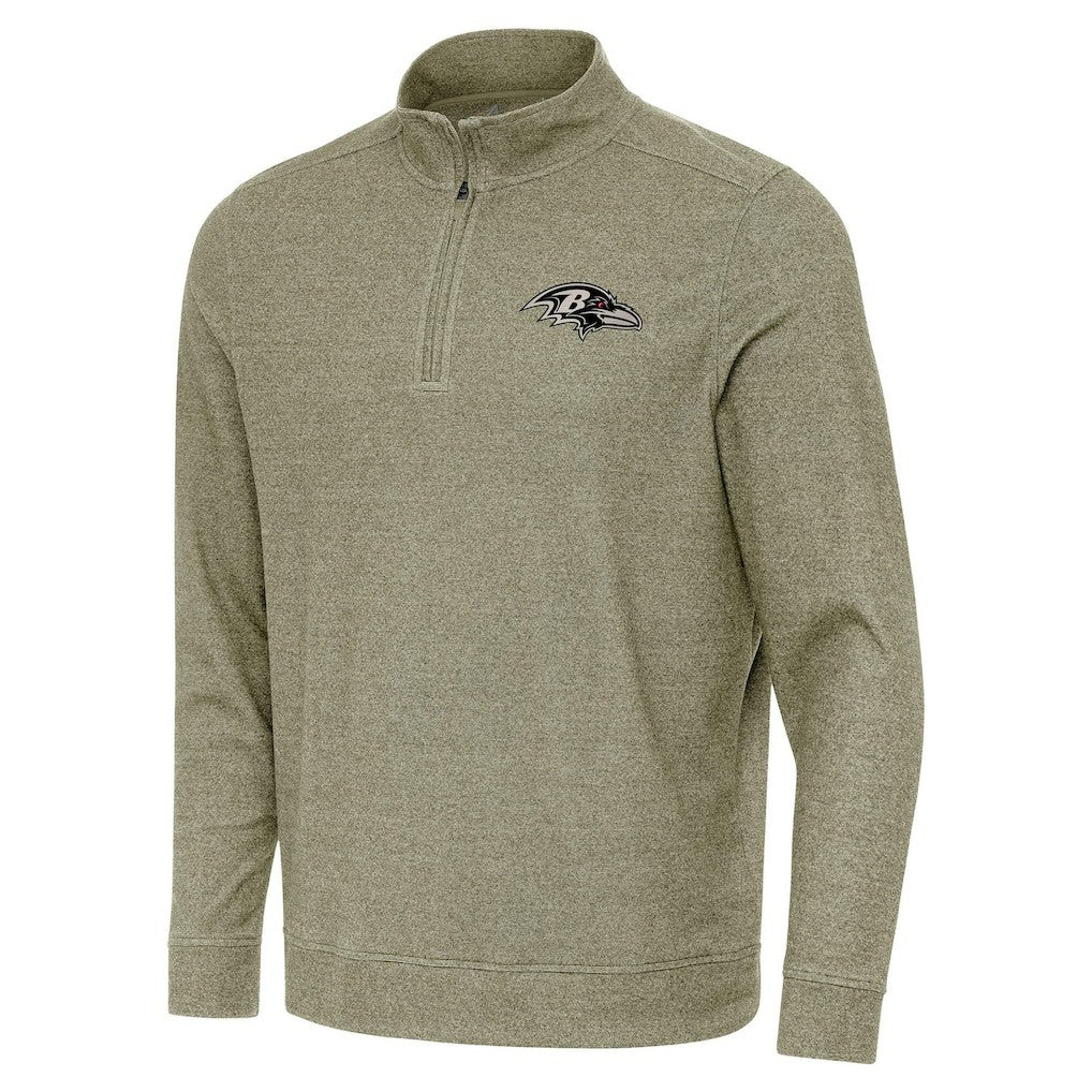 Baltimore Ravens Antigua Subtle Quarter-Zip Top - Heather Olive for sale